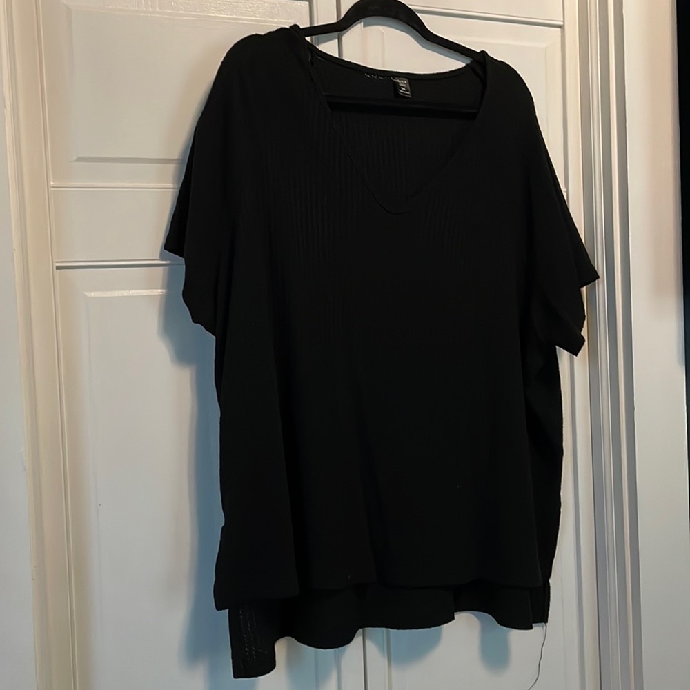 Shein Black Waffle Knit Top